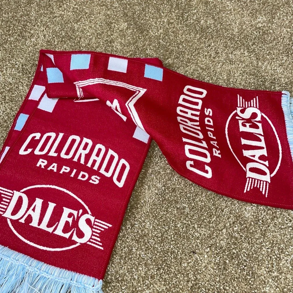 Colorado Rapids MLS scarf tassel ends red/white DALES Beer Soccer NEW